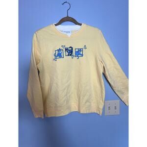 Vtg Cat Lot Breckenridge Yellow Embroidered Sweatshirt and Crazy Cat Tshirt L/XL